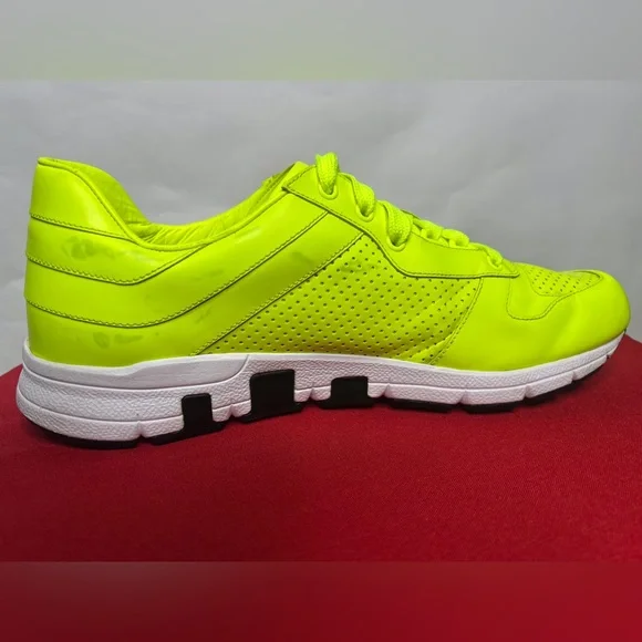 Gucci Men's Neon Yellow 369088 Tennis Sneakers Trainers Shoes 10G